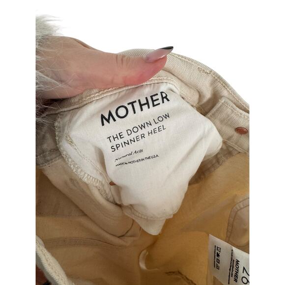 NWT Mother Superior Down Low Spinner Heel Natural Acts Cream Wide Leg Jean 26 - Picture 10 of 16